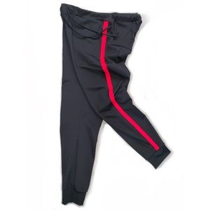 black joggers red stripe mens